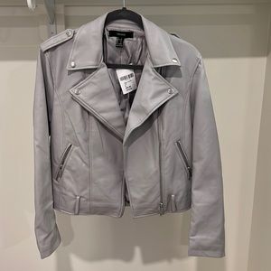 NWT Forever 21 leather jacket in gray, size small